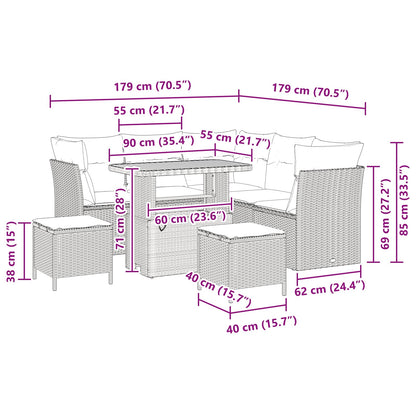 Garten-Sofa-Set 8 pcs Schwarz Poly-Rattan