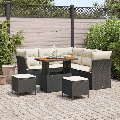 Garten-Sofa-Set 8 pcs Schwarz Poly-Rattan