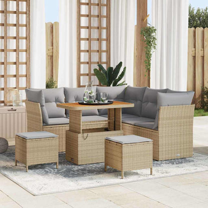 Garten-Sofa-Set 8 pcs Beige Poly-Rattan