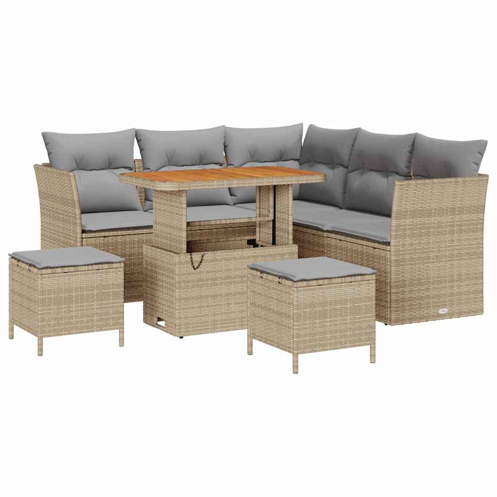 Garten-Sofa-Set 8 pcs Beige Poly-Rattan