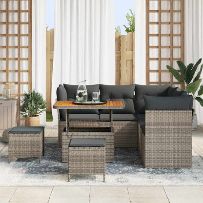 Garten-Sofa-Set 8 pcs Grau Poly-Rattan
