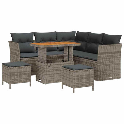 Garten-Sofa-Set 8 pcs Grau Poly-Rattan