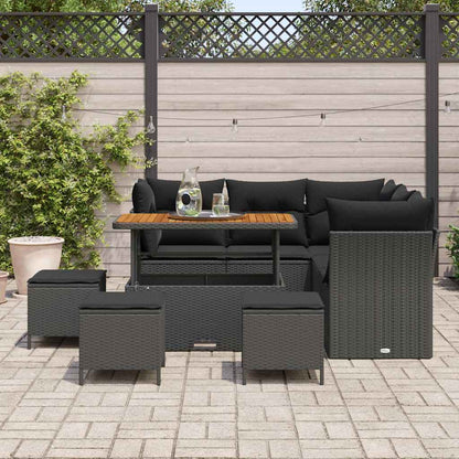 Garten-Sofa-Set 9 pcs Schwarz Poly-Rattan