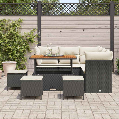 Garten-Sofa-Set 9 pcs Schwarz Poly-Rattan