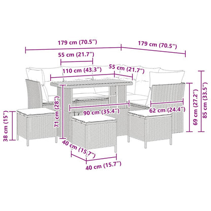 Garten-Sofa-Set 9 pcs Schwarz Poly-Rattan