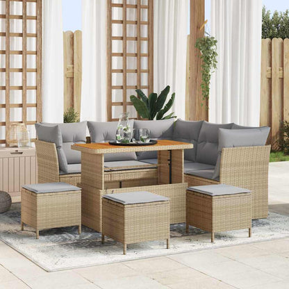 Garten-Sofa-Set 9 pcs Beige Poly-Rattan