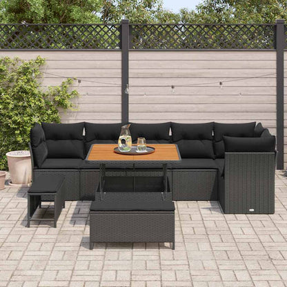 Garten-Sofa-Set 9 pcs Schwarz Poly-Rattan