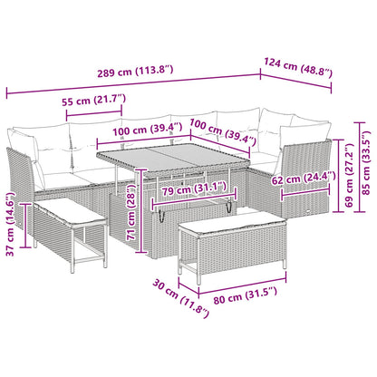 Garten-Sofa-Set 9 pcs Schwarz Poly-Rattan