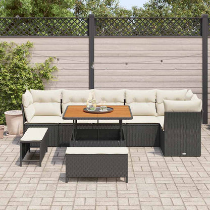 Garten-Sofa-Set 9 pcs Schwarz Poly-Rattan