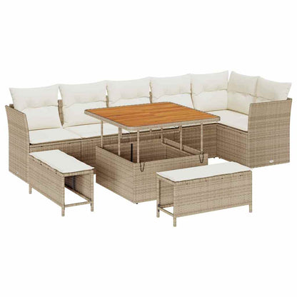 Garten-Sofa-Set 9 pcs Beige Poly-Rattan