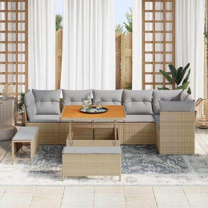 Garten-Sofa-Set 9 pcs Beige Poly-Rattan