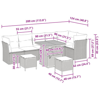 Garten-Sofa-Set 9 pcs Schwarz Poly-Rattan