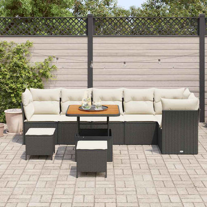 Garten-Sofa-Set 9 pcs Schwarz Poly-Rattan
