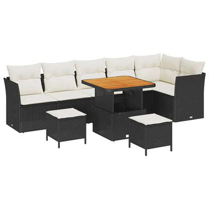 Garten-Sofa-Set 9 pcs Schwarz Poly-Rattan