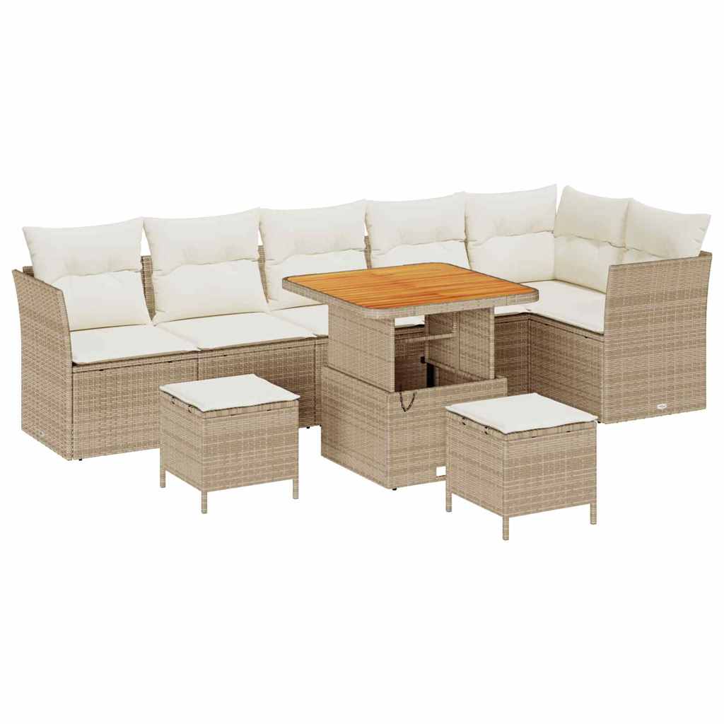 Garten-Sofa-Set 9 pcs Beige Poly-Rattan