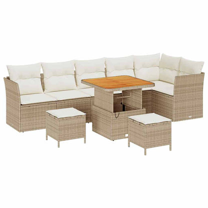 Garten-Sofa-Set 9 pcs Beige Poly-Rattan