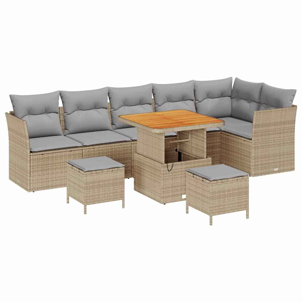 Garten-Sofa-Set 9 pcs Beige Poly-Rattan