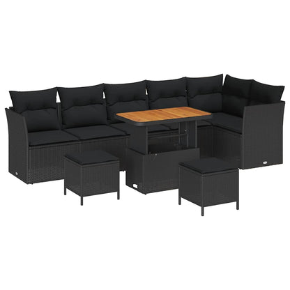 Garten-Sofa-Set 9 pcs Schwarz Poly-Rattan