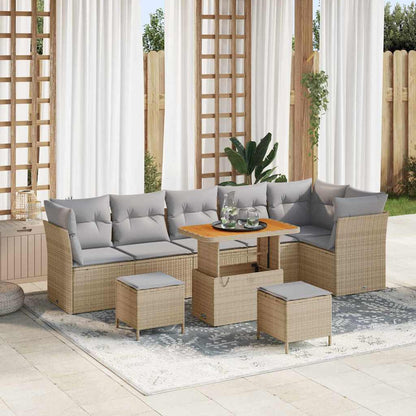 Garten-Sofa-Set 9 pcs Beige Poly-Rattan