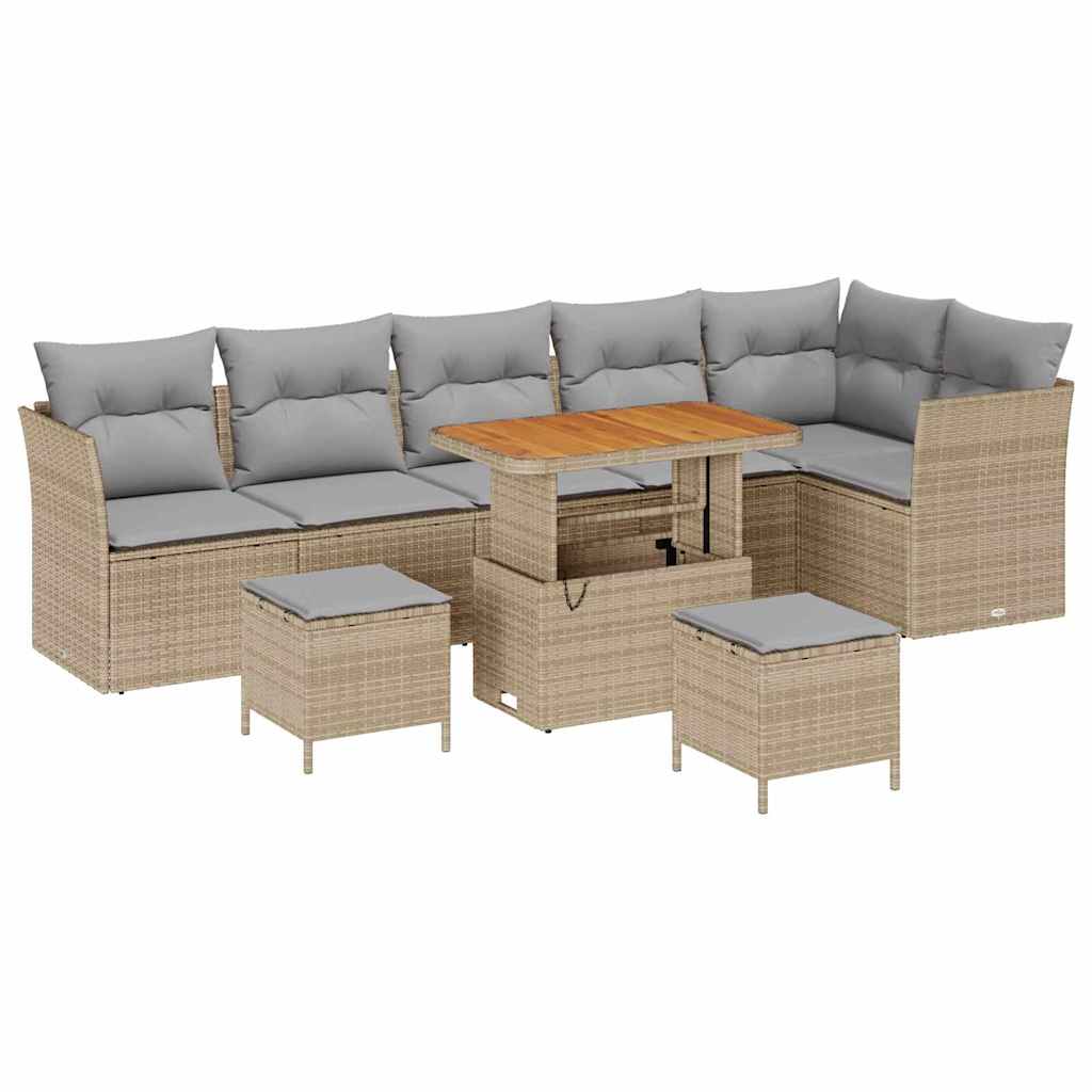 Garten-Sofa-Set 9 pcs Beige Poly-Rattan