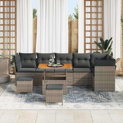 Garten-Sofa-Set 9 pcs Grau Poly-Rattan