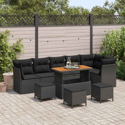 Garten-Sofa-Set 10 pcs Schwarz Poly-Rattan