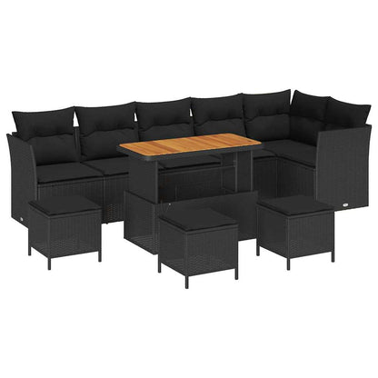 Garten-Sofa-Set 10 pcs Schwarz Poly-Rattan