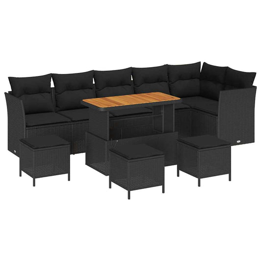Garten-Sofa-Set 10 pcs Schwarz Poly-Rattan