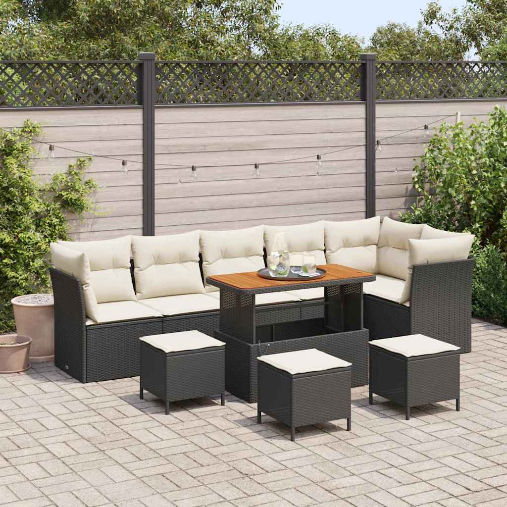 Garten-Sofa-Set 10 pcs Schwarz Poly-Rattan