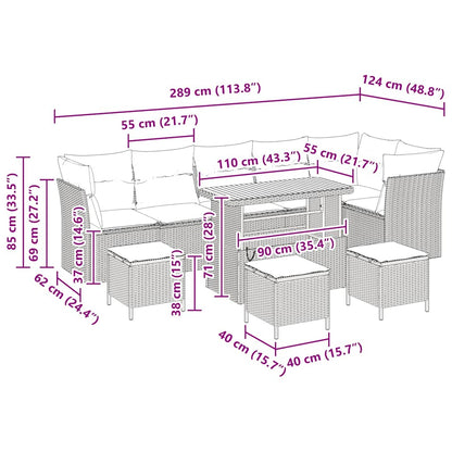 Garten-Sofa-Set 10 pcs Schwarz Poly-Rattan
