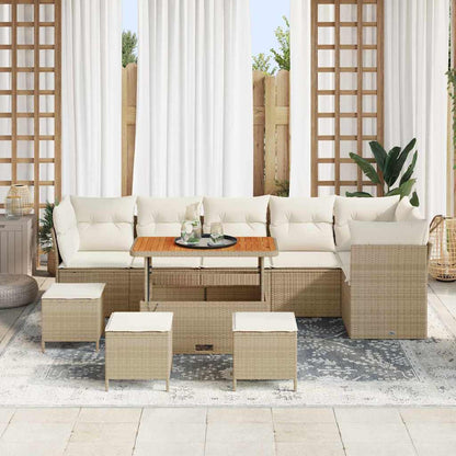 Garten-Sofa-Set 10 pcs Beige Poly-Rattan