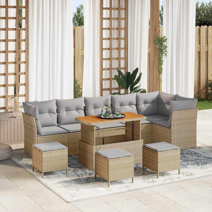 Garten-Sofa-Set 10 pcs Beige Poly-Rattan