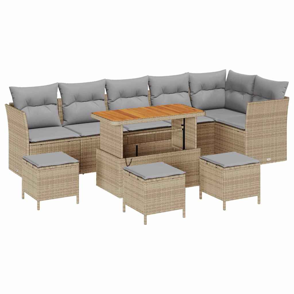 Garten-Sofa-Set 10 pcs Beige Poly-Rattan