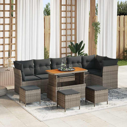 Garten-Sofa-Set 10 pcs Grau Poly-Rattan