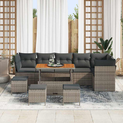Garten-Sofa-Set 10 pcs Grau Poly-Rattan