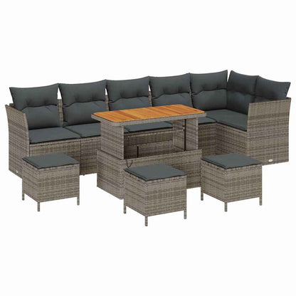 Garten-Sofa-Set 10 pcs Grau Poly-Rattan