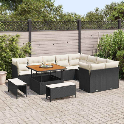 Garten-Sofa-Set 12 pcs Schwarz Poly-Rattan