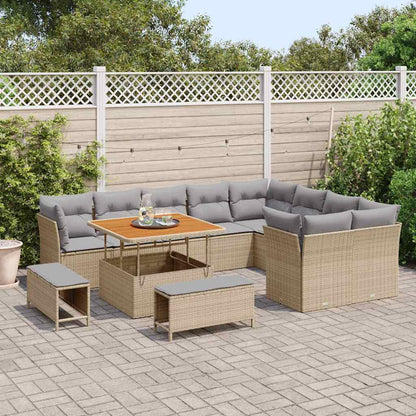 Garten-Sofa-Set 12 pcs Beige Poly-Rattan