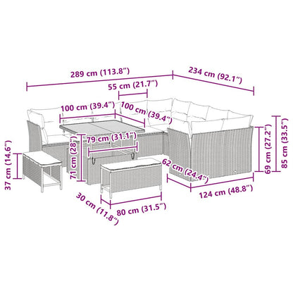 Garten-Sofa-Set 12 pcs Beige Poly-Rattan