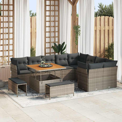 Garten-Sofa-Set 12 pcs Grau Poly-Rattan