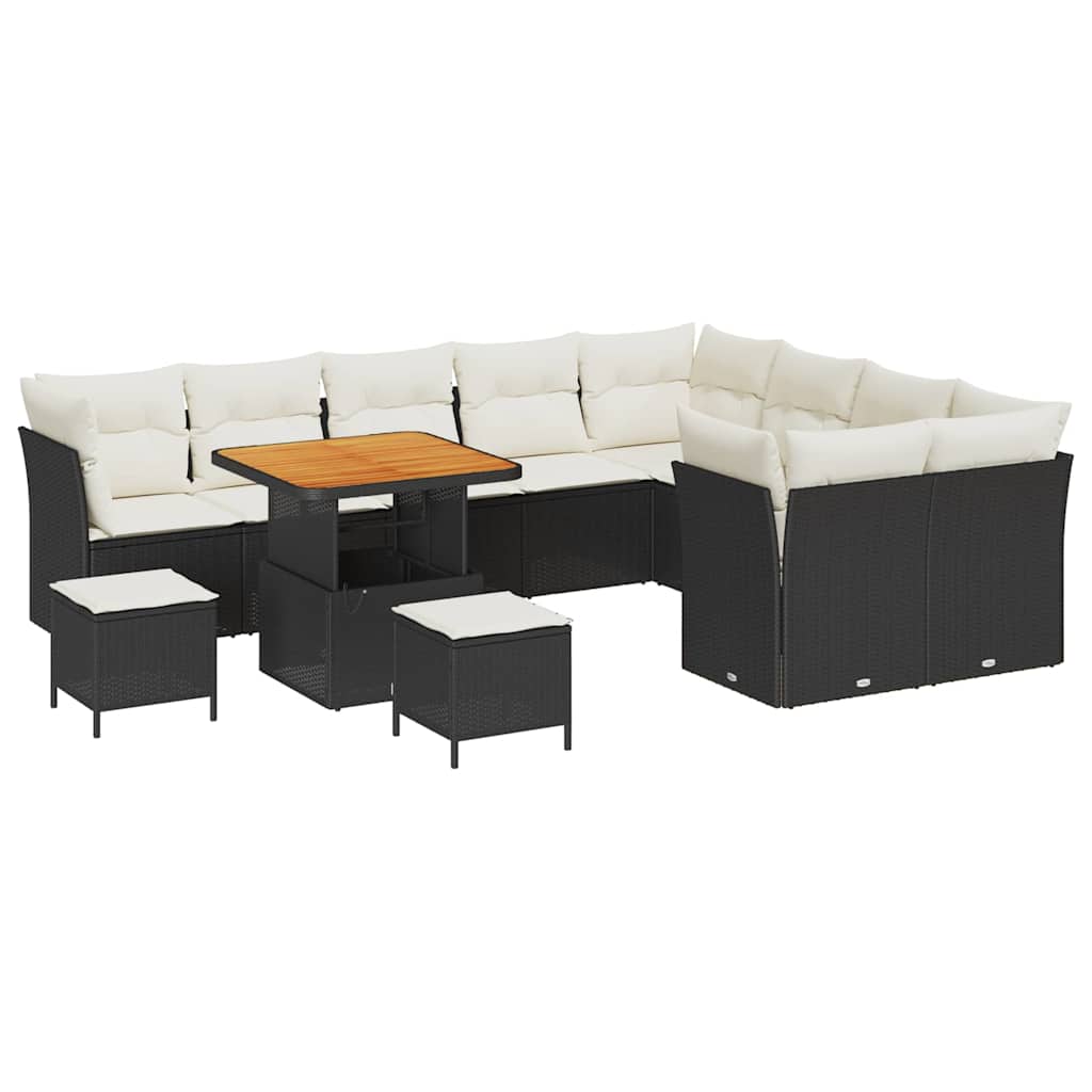 Garten-Sofa-Set 12 pcs Schwarz Poly-Rattan