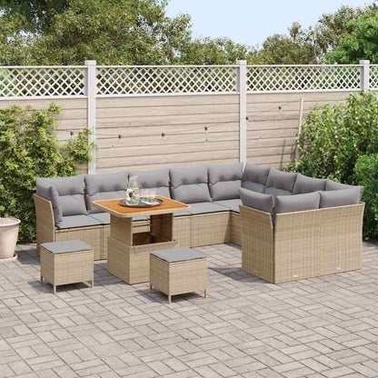 Garten-Sofa-Set 12 pcs Beige Poly-Rattan