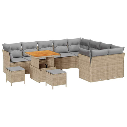 Garten-Sofa-Set 12 pcs Beige Poly-Rattan