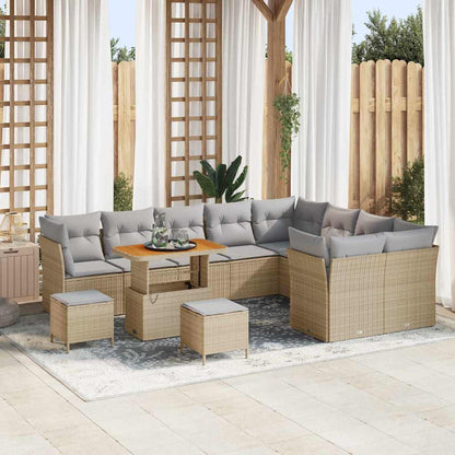 Garten-Sofa-Set 12 pcs Beige Poly-Rattan