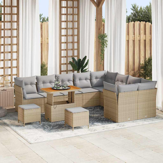Garten-Sofa-Set 12 pcs Beige Poly-Rattan