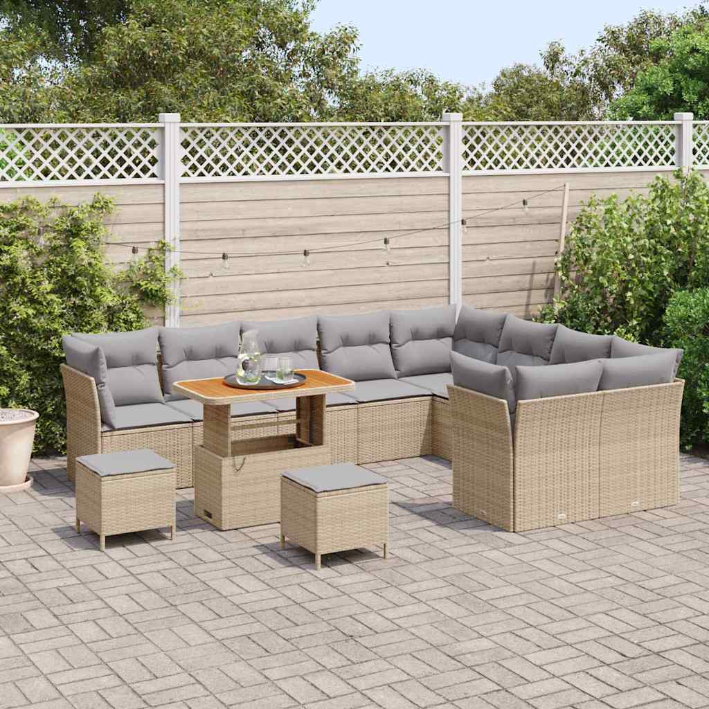 Garten-Sofa-Set 12 pcs Beige Poly-Rattan