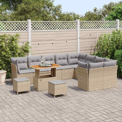 Garten-Sofa-Set 12 pcs Beige Poly-Rattan