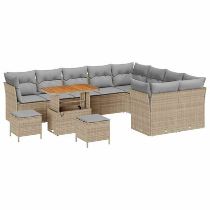 Garten-Sofa-Set 12 pcs Beige Poly-Rattan