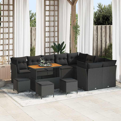 Garten-Sofa-Set 13 pcs Schwarz Poly-Rattan