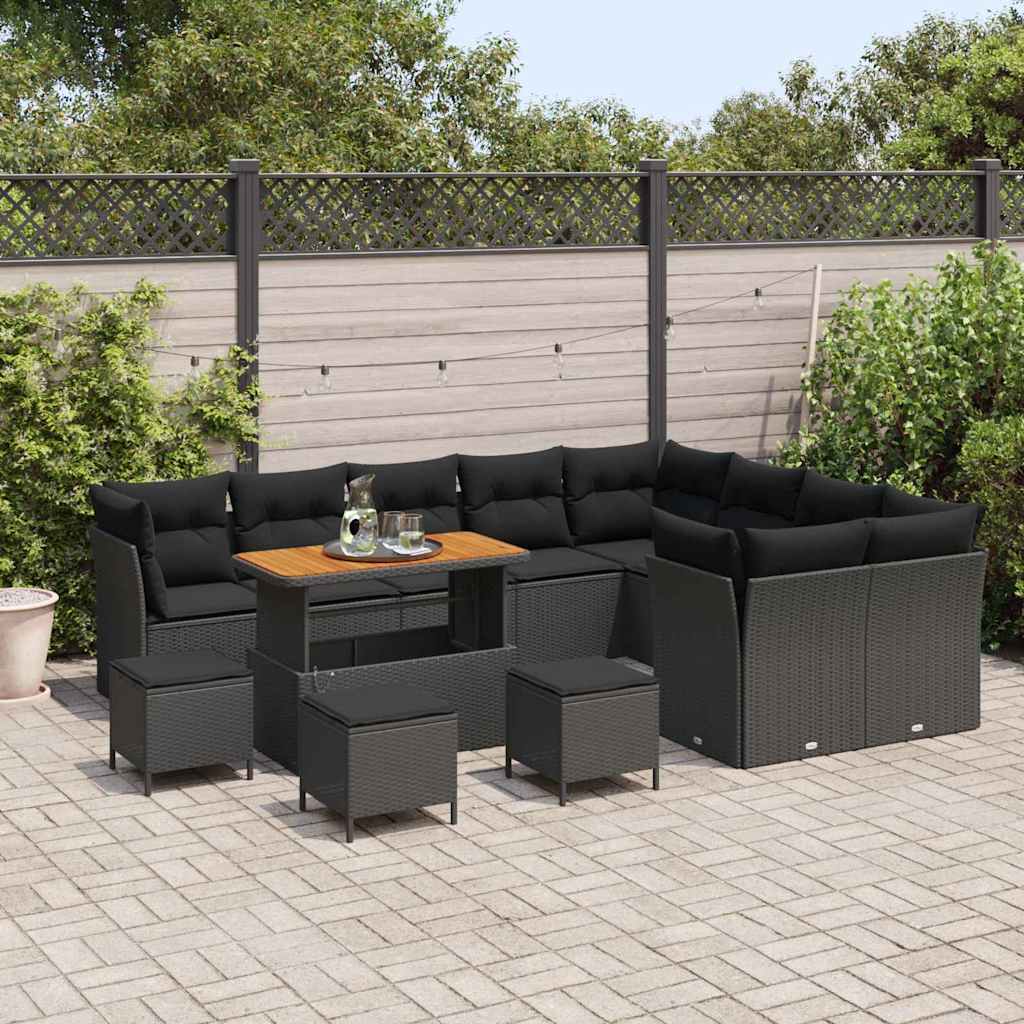 Garten-Sofa-Set 13 pcs Schwarz Poly-Rattan